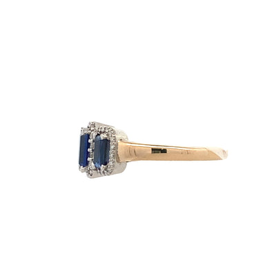 Sapphire & Diamond Three Stone Ring in Two-Tone Gold by B&C