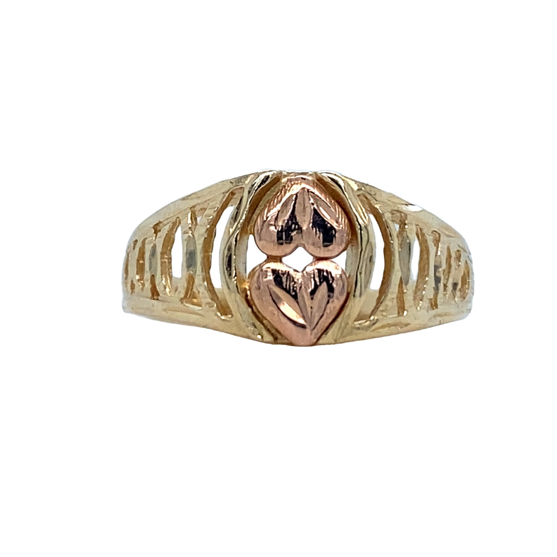 ESTATE Heart Dome Ring in Two-Tone Gold