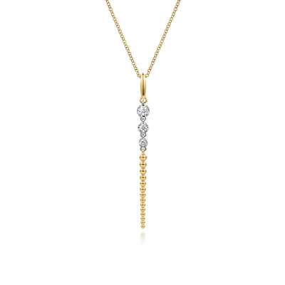 14K Yellow Gold Diamond Bujukan Drop Pendant 0.15CTW by Gabriel & Co.