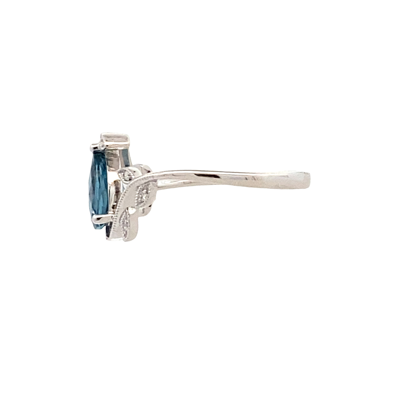 London Blue Topaz Floral Ring in White Gold by Allison Kaufman