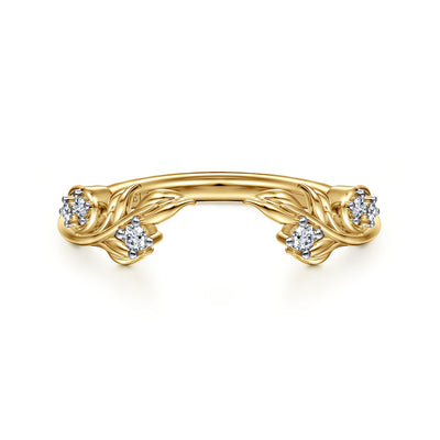 14K Yellow Gold .09CTW Diamond Open Floral Anniversary Band, Size 6.5 by Gabriel & Co.