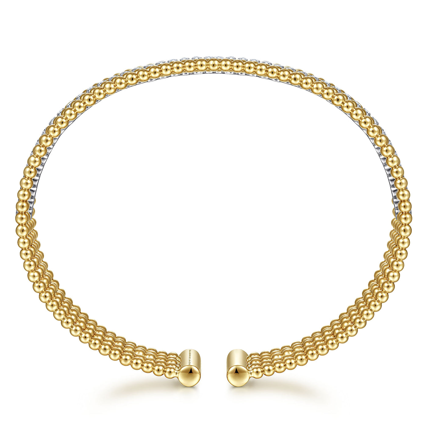 Wide Bujukan Diamond Beaded Bangle in Yellow Gold by Gabriel & Co.