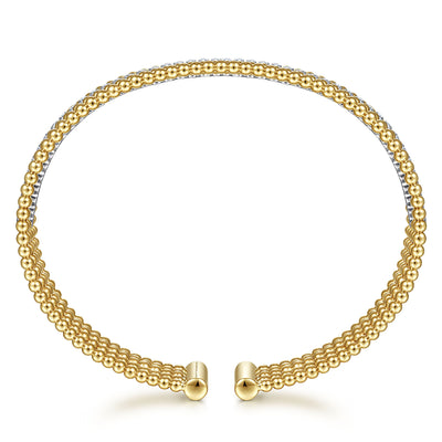 Wide Bujukan Diamond Beaded Bangle in Yellow Gold by Gabriel & Co.