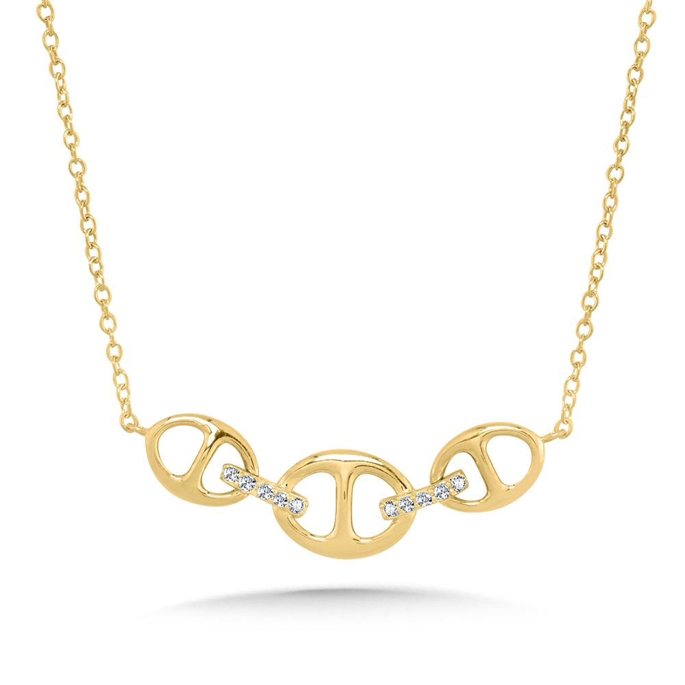 Diamond Fancy Link Section Necklace in Yellow Gold