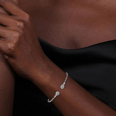 Rounded End Diamond Cuff  in Two-Tone Gold by Gabriel & Co.