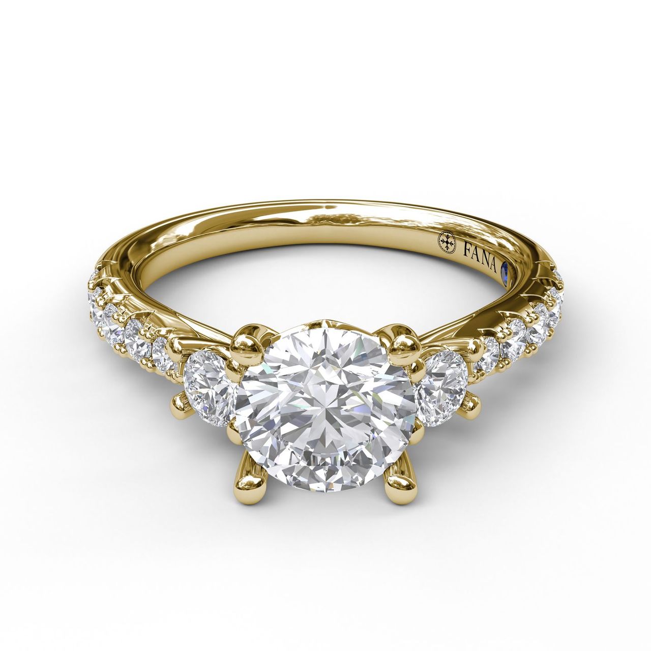FANA 14 Karat 3 Stone Diamond Engagement Ring S3921/YG