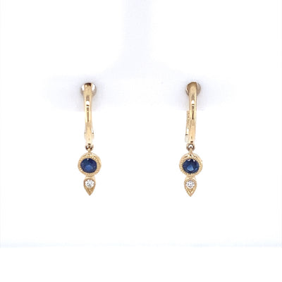 14 Karat Sapphire and Diamond Huggie Earrings TEA7340NS