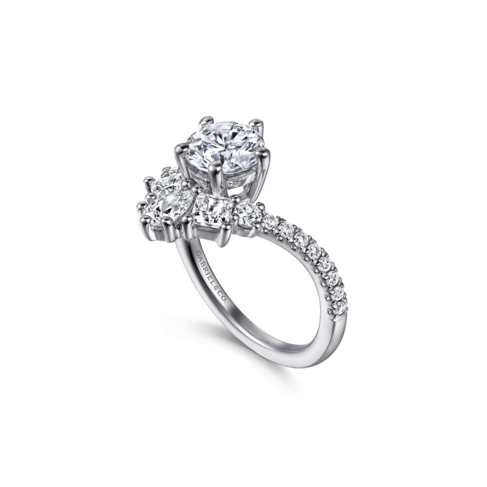 Gabriel & Co. 14 Karat Side Stones Round Diamond Engagement Ring ER15798R4W44JJ