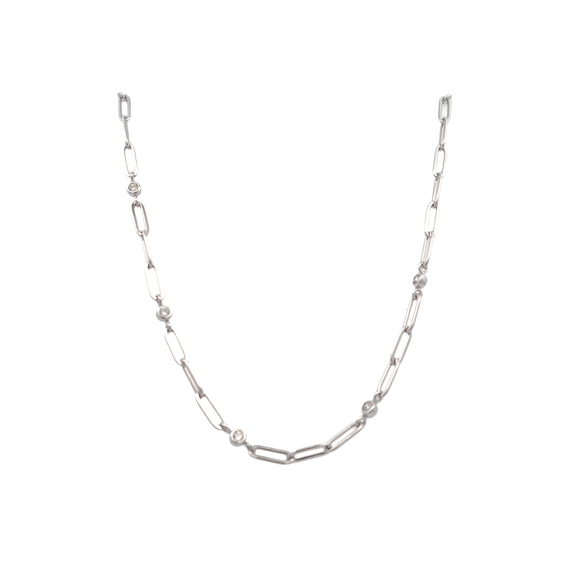 CZ Paperclip Necklace in Silver by Ania Haie