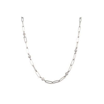 CZ Paperclip Necklace in Silver by Ania Haie