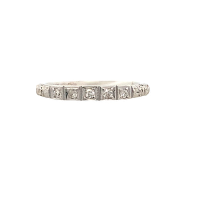 ESTATE Engraved Diamond Band in White Gold