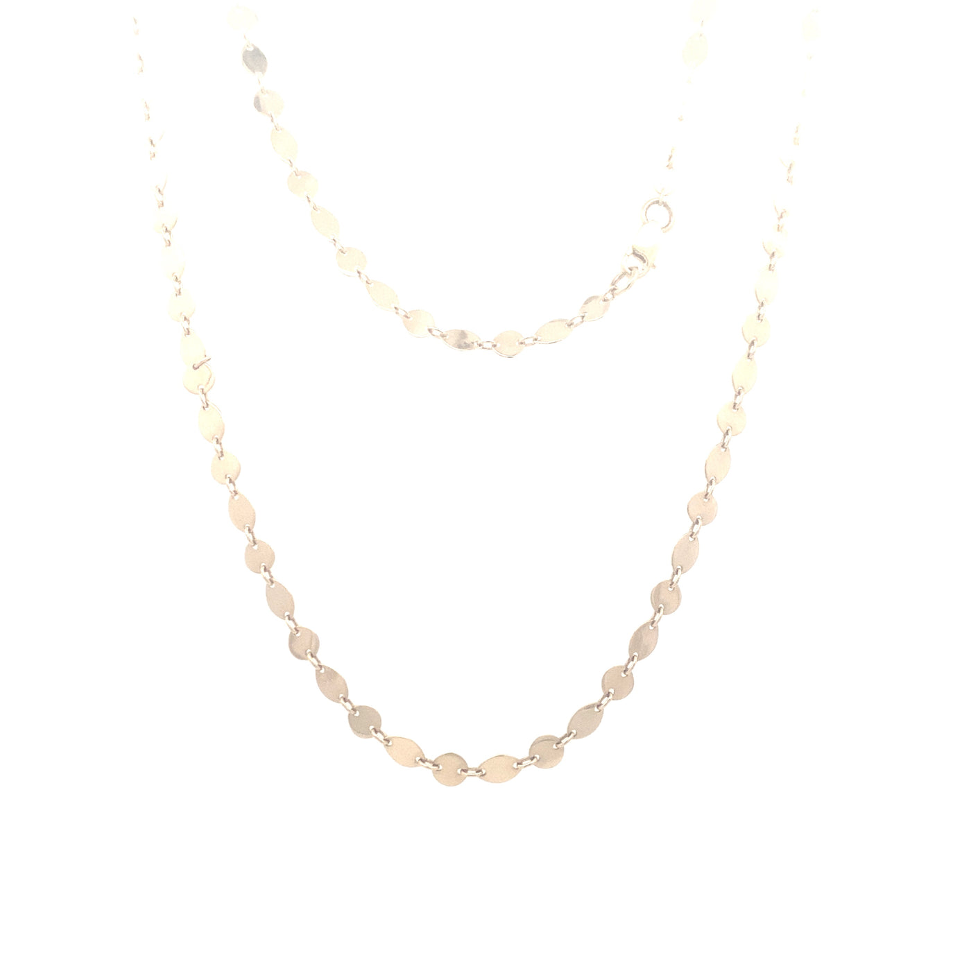 18" Alternating Circle and Leaf Disc Necklace in Yellow Gold