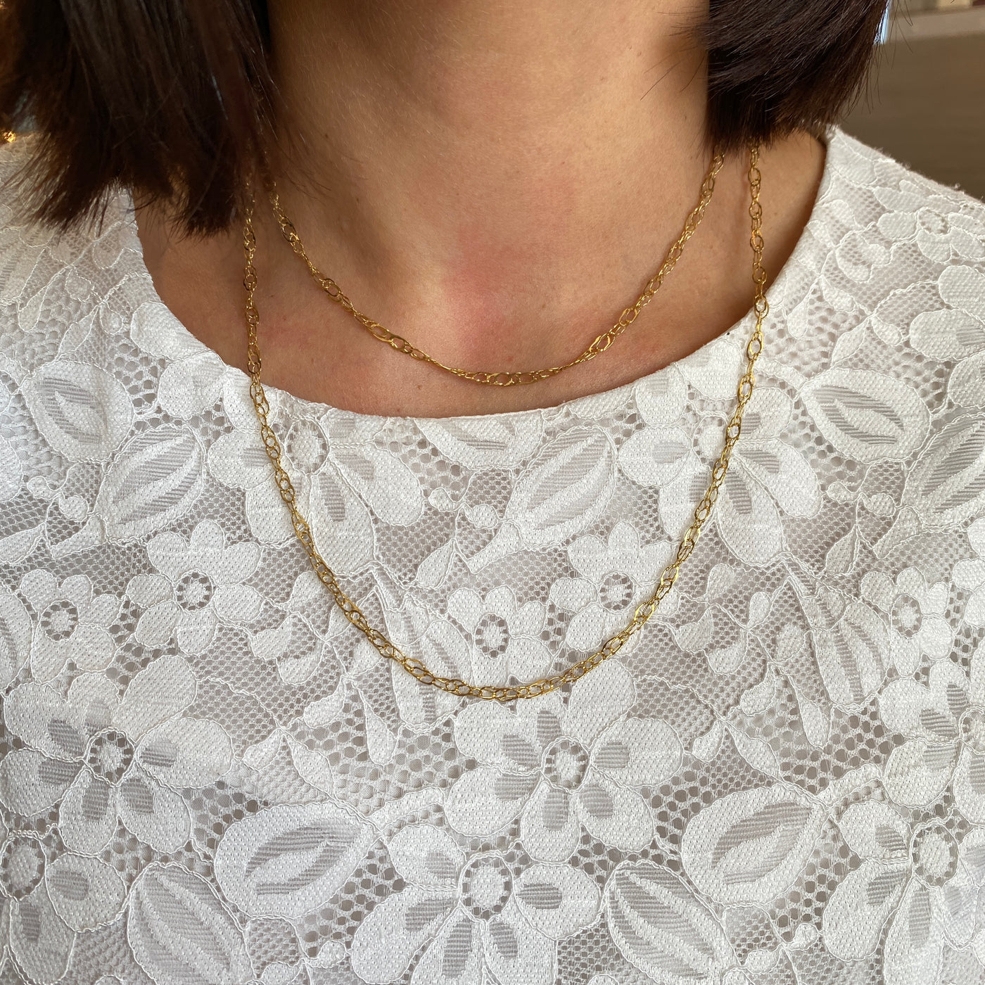 ESTATE 36" Double Link Necklace in Yellow Gold