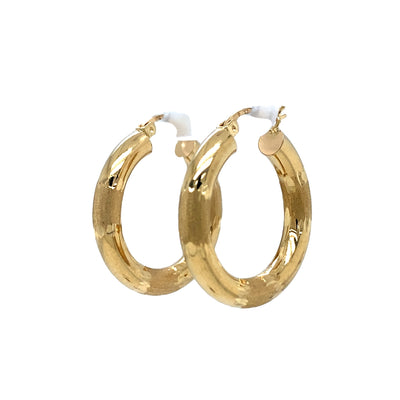 ESTATE Textured Hoop Earrings in Two-Tone Gold
