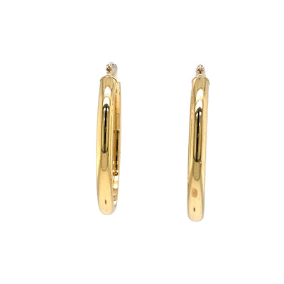 ESTATE High Polish Oval Hoops in Yellow Gold