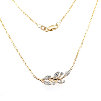 14K Yellow Gold .32CTW Diamond Branch Necklace, 18" by Allison Kaufman