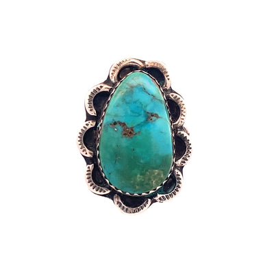 Estate Turquoise Ring in Sterling Silver, Size 6.75
