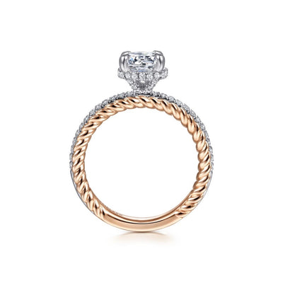Round Diamond Side Stone Engagement Ring in Two-Tone Gold by Gabriel & Co.