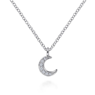 Diamond Pave Moon Pendant in White Gold by Gabriel & Co.