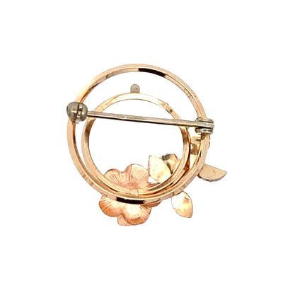 ESTATE Krementz Rose Pin in Two-Tone Gold