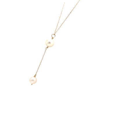 Cultured Pearl Y Necklace in Yellow Gold by B&C