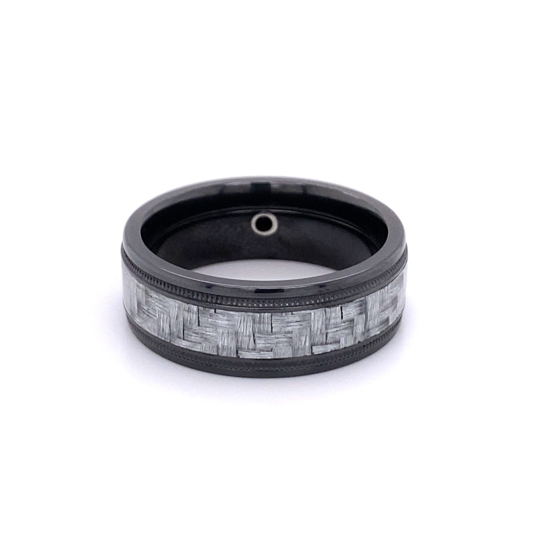 8mm Fancy Wedding Band in Black Zirconium
