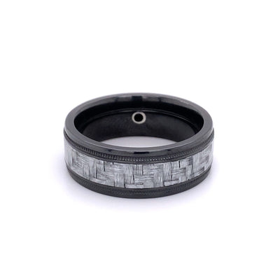 8mm Fancy Wedding Band in Black Zirconium
