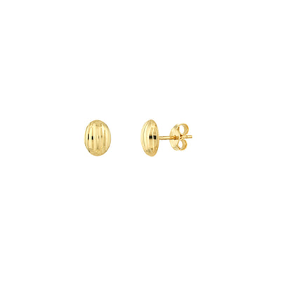 D/C Oval Dome Studs in Yellow Gold