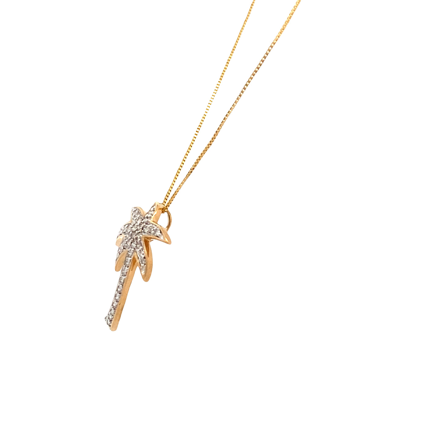 ESTATE Diamond Palm Tree Pendant in Yellow Gold