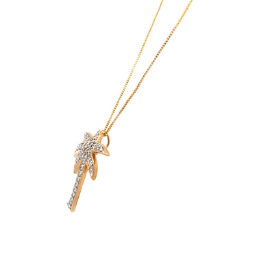 ESTATE Diamond Palm Tree Pendant in Yellow Gold