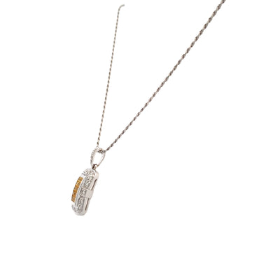 ESTATE Yellow Sapphire and Diamond Pendant in White Gold