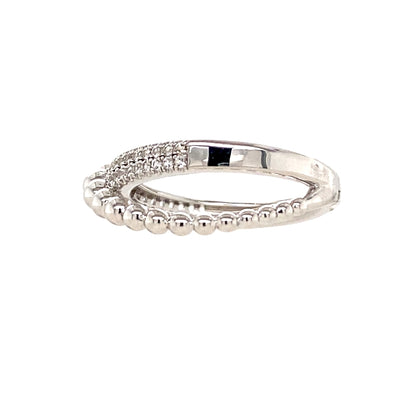 White Sapphire  Cross Over Bujukan Ring in Silver by Gabriel & Co.