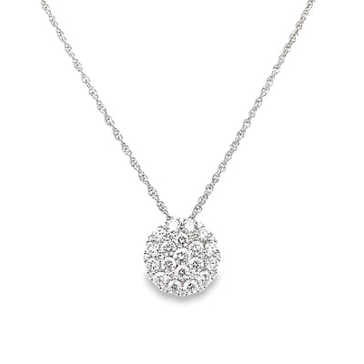 Diamond Cluster Pendant in White Gold by Allison Kaufman Co.
