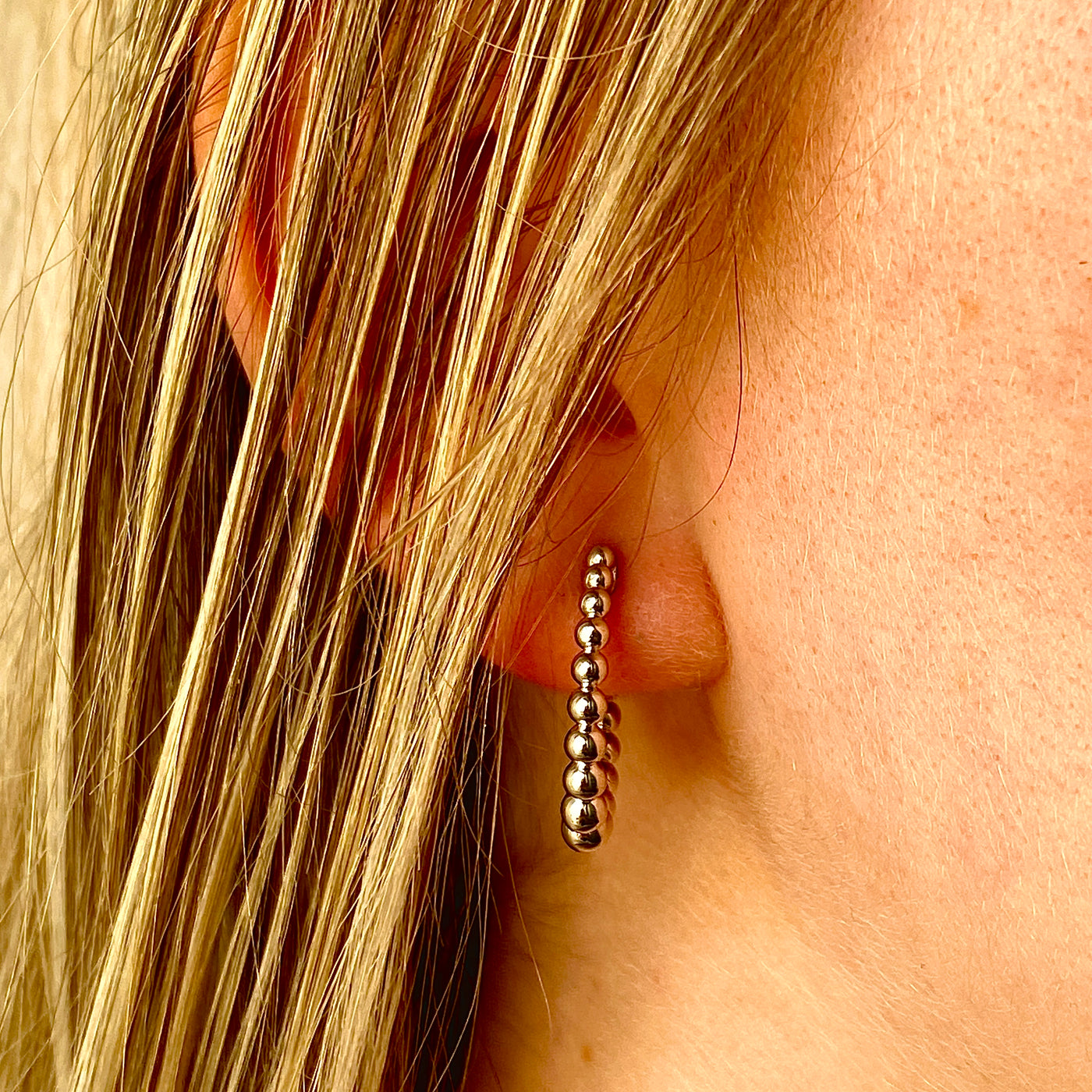 Beaded Bujukan Hoops in Silver by Gabriel & Co.