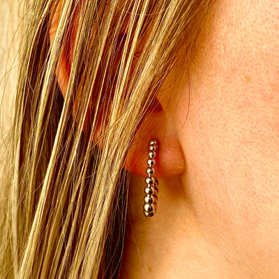 Beaded Bujukan Hoops in Silver by Gabriel & Co.