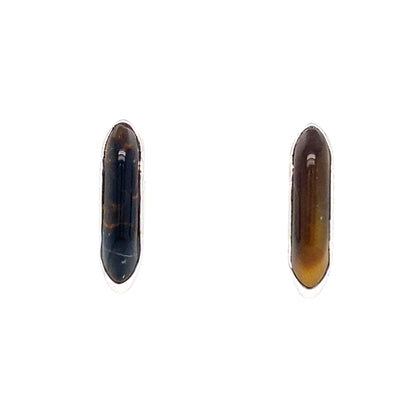 Tiger's Eye Huggies in Silver by Ania Haie
