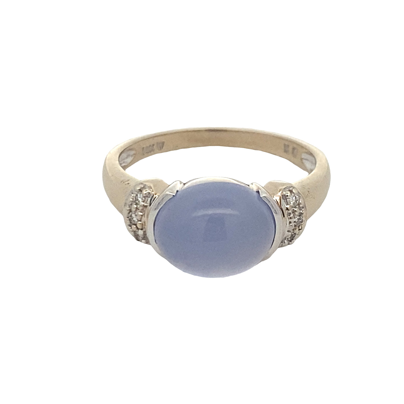 ESTATE Chalcedony and Diamond Ring in White Gold