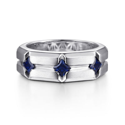 Sapphire Men's Ring  in Silver by Gabriel & Co.
