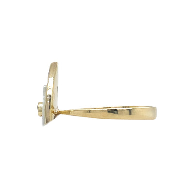 ESTATE MOP and Sapphire Evil Eye Ring in Yellow Gold