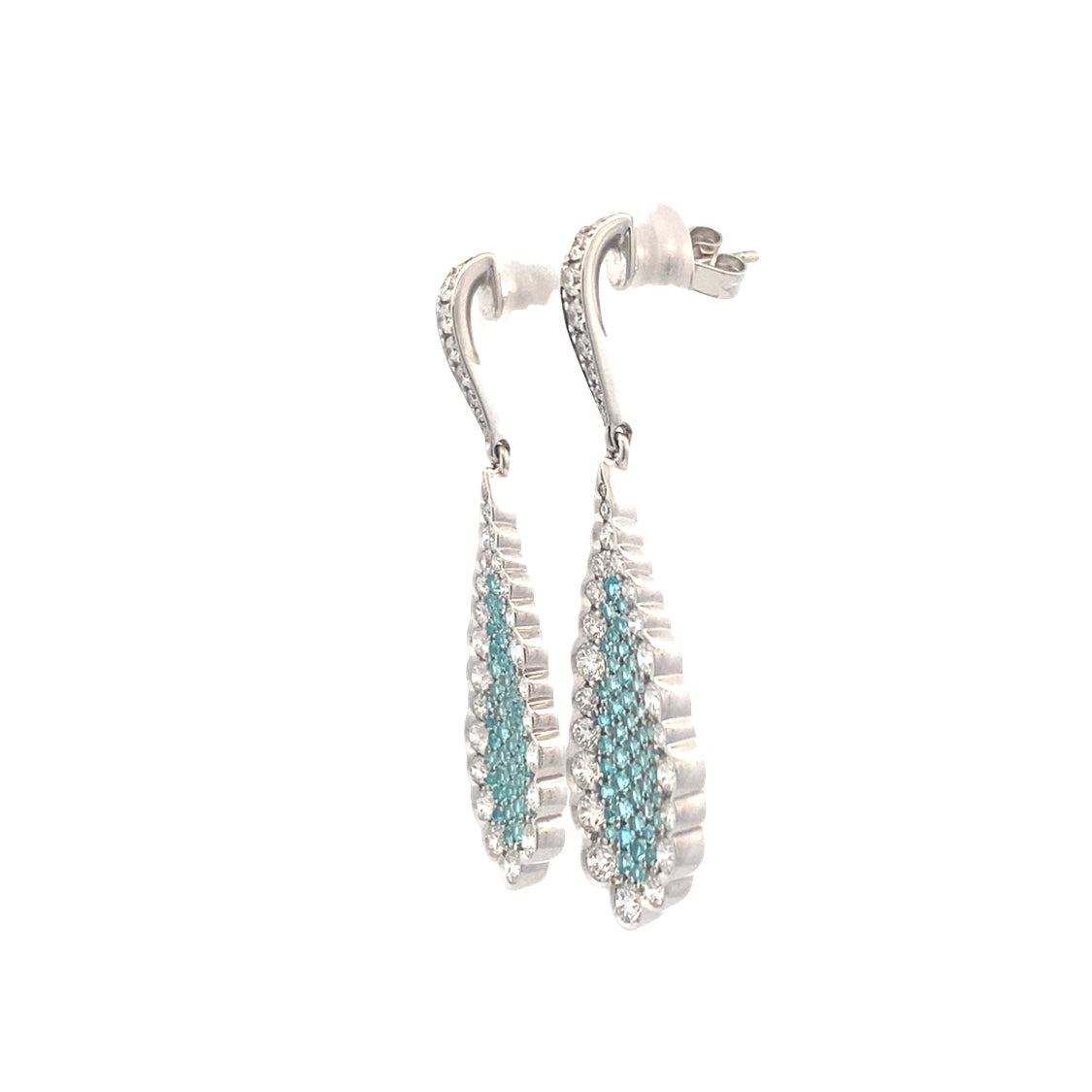 Paraiba Tourmaline and Diamond Drop Earrings in White Gold by Simon G. Jewelry