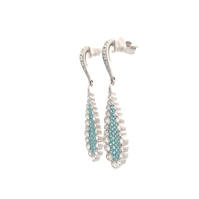 Paraiba Tourmaline and Diamond Drop Earrings in White Gold by Simon G. Jewelry