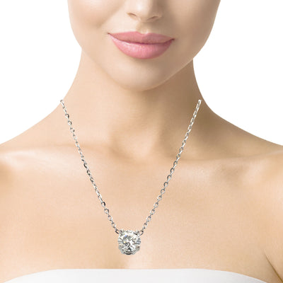 Diamond Solitaire Necklace in White Gold by B&C
