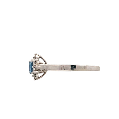 ESTATE Aquamarine and Diamond Ring in White Gold