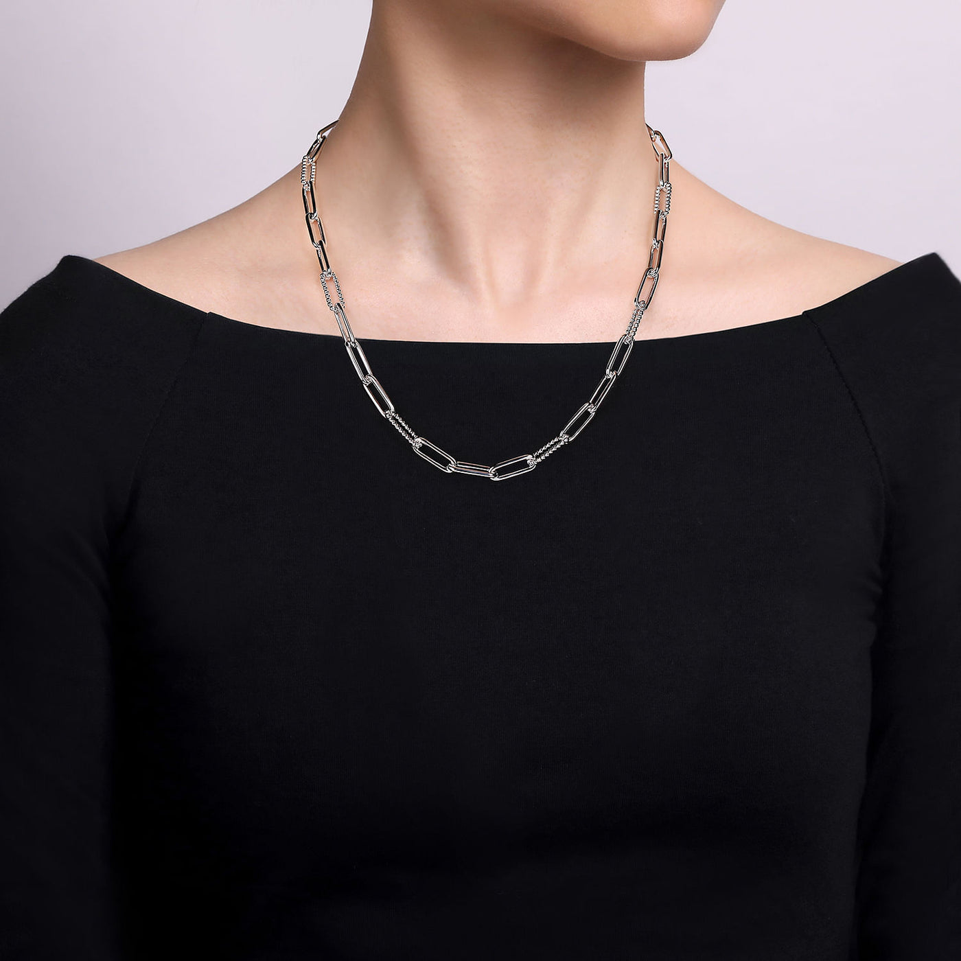 Fancy Link Necklace in Silver by Gabriel & Co.