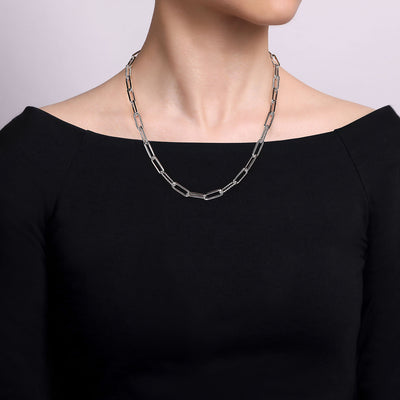 Fancy Link Necklace in Silver by Gabriel & Co.