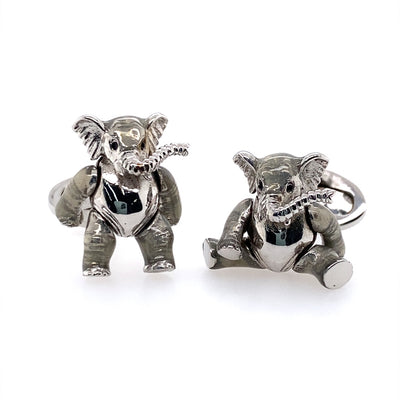 Whimsical Elephant Cufflinks in Silver