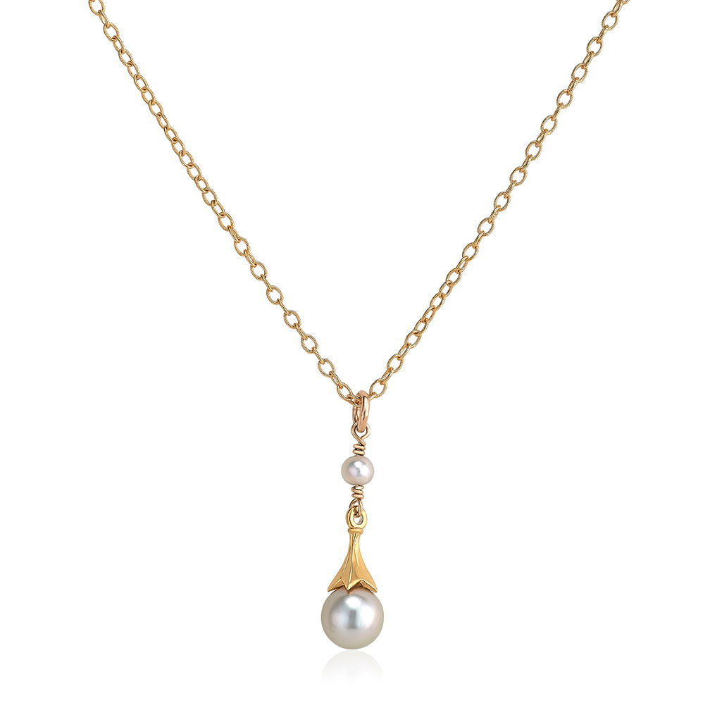 Anatoli Jewelry Sterling Silver/Gold Vermeil Pearl Drop Pendant 361AG-P31