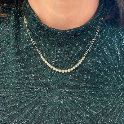 Diamond Fancy Link Necklace in Yellow Gold