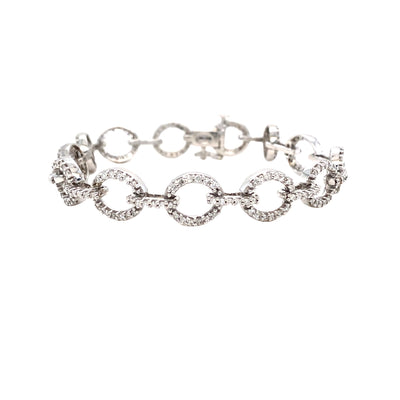 Estate Fancy Link Diamond Bracelet in White Gold