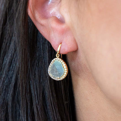 Diamond Slice Drop Earrings in Yellow Gold